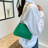 Plaid Shoulder Bag with Thick Chain for Women Handbags and Purses