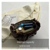 Pleated Shoulder Bag Solid PU Zipper Cross Bag Women Handbag