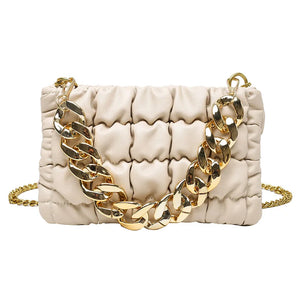 Pleated Shoulder bag Chain Handbag Women Crossbody bags mini Purses