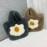 Egg Print Plush Handbag for Women with Chain Strap