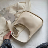 Retro Messenger Bag Wide Strap Solid Lady Underarm Bag