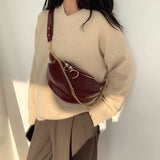 PU Leather Chain Crossbody Bag Small Shoulder Messenger Lady Waist Bag