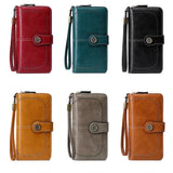 Retro Women Clutch Leather Wallet Female Long Wallet Women Zipper Purse