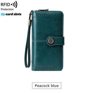 Retro Women Clutch Leather Wallet Female Long Wallet Women Zipper Purse