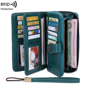 Retro Women Clutch Leather Wallet Female Long Wallet Women Zipper Purse