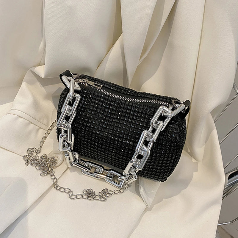 Rhinestones Women Shoulder Crossbody Bags Diamond PU Female Purses