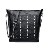 Rivet Crossbody Bag Leather Chain Messenger Large Shoulder Bags