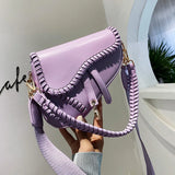 Casual Saddle Women Bag Shoulder Handle Hasp Zipper PU Material Inside Lock
