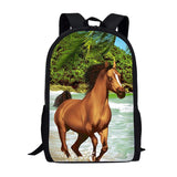 Teen School Bags Backpacks Boys Girls Horse Print Bookbag