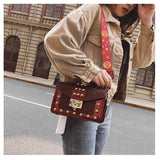 Sequin Rivet Shoulder Strap Square Bag