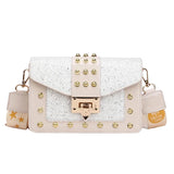 Sequin Rivet Shoulder Strap Square Bag