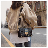 Sequin Rivet Shoulder Strap Square Bag
