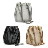 Sequin Women Drawstring Bucket Bag Female Party Purse Handbags