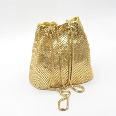 Sequin Women Drawstring Bucket Bag Female Party Purse Handbags