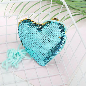 Sequins Heart Crossbody Bag for Kids Girls Small Purse