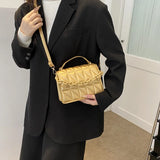 Plaid PU Leather Shoulder Bag Chain Flap Crossbody Handbag