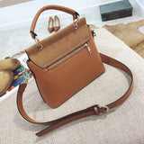 Solid Matte PU Leather Shoulder Bag Zipper Hasp Satchel