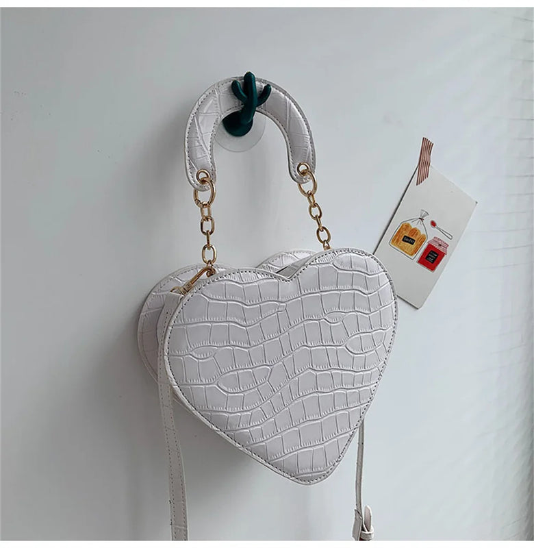 Shoulder Crossbody Bag Female Heart-shaped Leather Tote Phone Bags