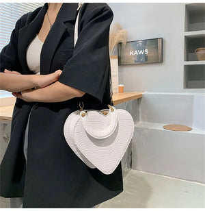 Shoulder Crossbody Bag Female Heart-shaped Leather Tote Phone Bags