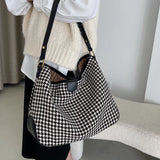 Canvas Embroidery Tote Bag for Women Large Capacity