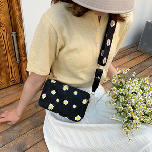 Small Daisy Printed Shoulder Messenger Bag Summer Square Bag
