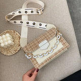 Small Square Bag Lady's Casual Handbag Chain Crossbody Wide Strap