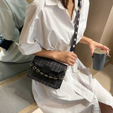 Small Square Bag Lady's Casual Handbag Chain Crossbody Wide Strap