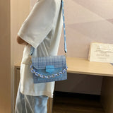 Small Square Bag Lady's Casual Handbag Chain Crossbody Wide Strap
