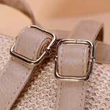 Women's Straw Backpack for Summer Travel Weaved Shoulder Bag Mochila