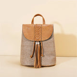Women's Straw Backpack for Summer Travel Weaved Shoulder Bag Mochila