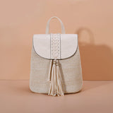Women's Straw Backpack for Summer Travel Weaved Shoulder Bag Mochila