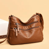 Soft Leather Multi-layer Messenger Bag for Women, Middle-aged Mother