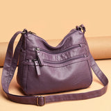 Soft Leather Multi-layer Messenger Bag for Women, Middle-aged Mother
