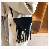 Frosted Tassel One Shoulder Triangle Bag