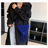 Frosted Tassel One Shoulder Triangle Bag