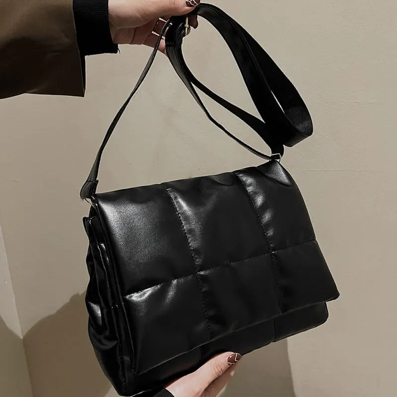 Soft Leather Shoulder Bag High Capacity Square Ladies Crossbody Bag