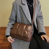 Soft Leather Shoulder Bag High Capacity Square Ladies Crossbody Bag