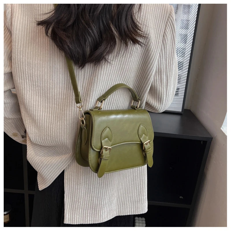 Women's Small Square Bag One Shoulder Cross Body Solid Portable