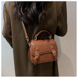 Women's Small Square Bag One Shoulder Cross Body Solid Portable