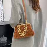 Quilted Mini Crossbody Handbag for Women - Solid Color Shoulder Bag