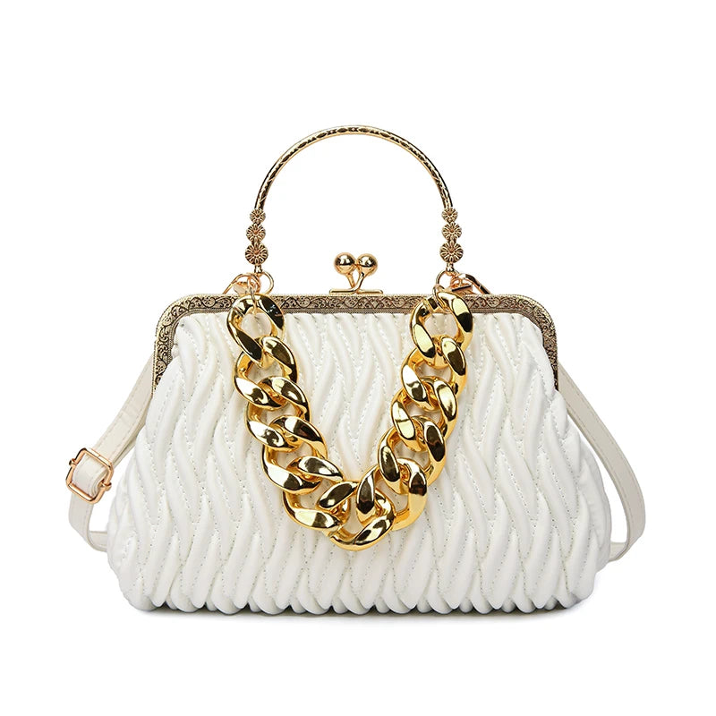 Quilted Mini Crossbody Handbag for Women - Solid Color Shoulder Bag