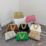 Quilted Mini Crossbody Handbag for Women - Solid Color Shoulder Bag