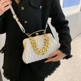 Quilted Mini Crossbody Handbag for Women - Solid Color Shoulder Bag