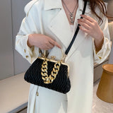 Quilted Mini Crossbody Handbag for Women - Solid Color Shoulder Bag