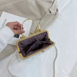 Quilted Mini Crossbody Handbag for Women - Solid Color Shoulder Bag
