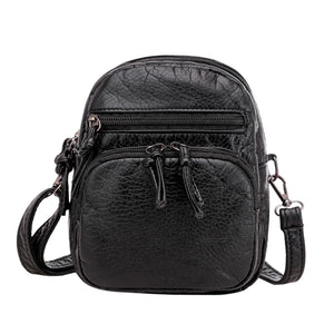 Vintage Leather Cross-body Bag Women Retro Shoulder Earphone Hole