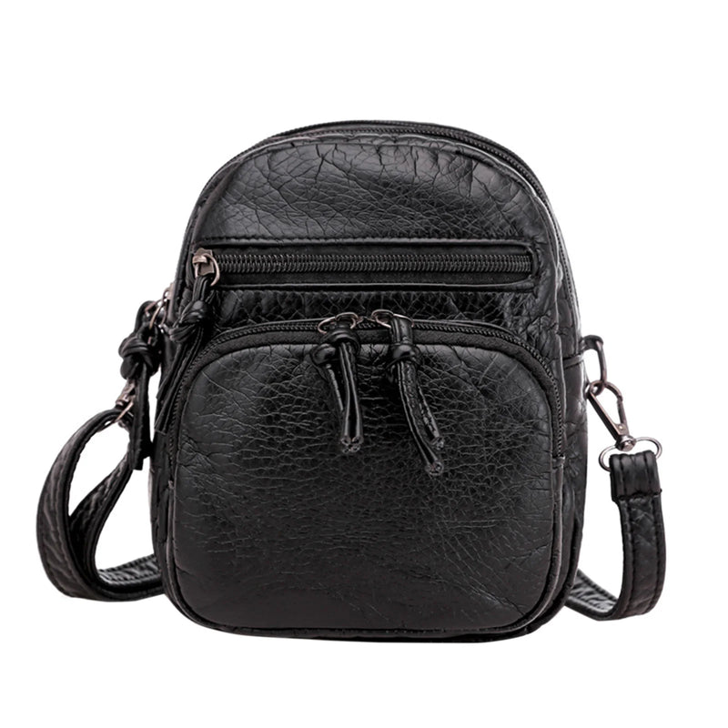 Vintage Leather Cross-body Bag Women Retro Shoulder Earphone Hole