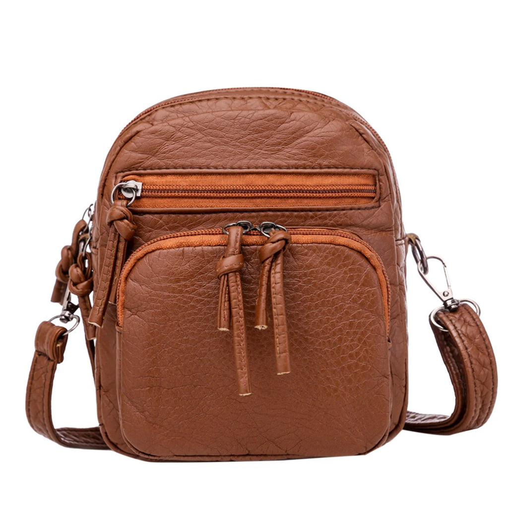 Vintage Leather Cross-body Bag Women Retro Shoulder Earphone Hole