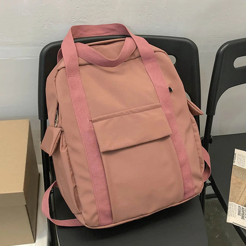 Waterproof Nylon Backpack for Teenage Girl Shoulder Travel Bag School