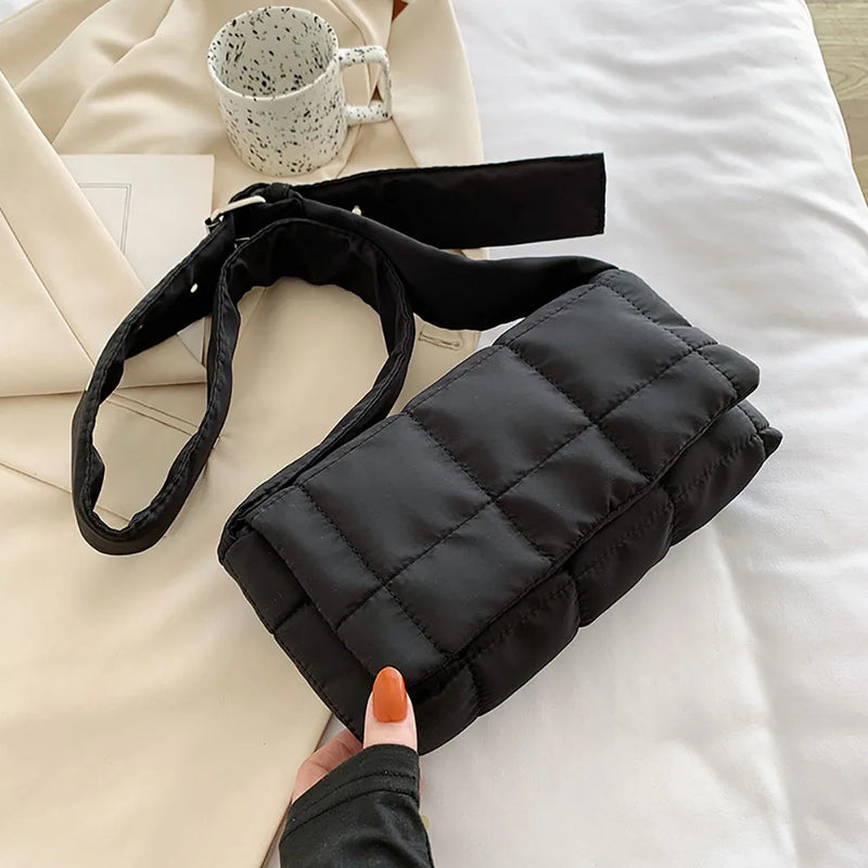 Quilted Nylon Crossbody Handbag Winter Shoulder Bag